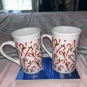 Vintage Royal Norfolk Festive Candy Cane Mug Set New